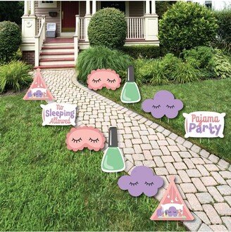 Big Dot of Happiness Pajama Slumber Party - Cloud, Pillow & Tent Lawn Decorations - Outdoor Girls Sleepover Birthday Party Yard Decorations - 10 Pc