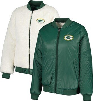 Women's G-iii 4Her by Carl Banks Oatmeal and Green Green Bay Packers Switchback Reversible Full-Zip Jacket - Oatmeal, Green