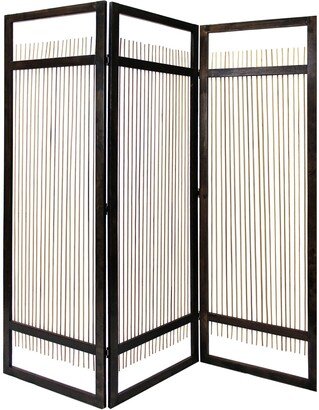 Light and Dark Rattan Three Panel Room Divider Screen