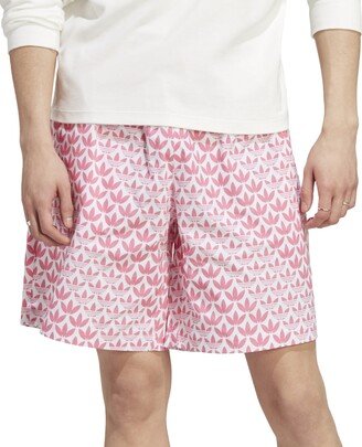 Men's Allover Monogram Print Drawstring Shorts