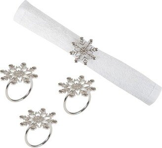 Silver Winter Snowflake Napkin Ring S/4