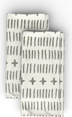 Cloth Napkins: Modern Farmhouse Dash Cloth Napkin, Longleaf Sateen Grand, Gray