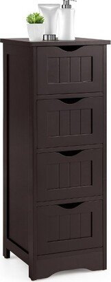 4-Drawer Bathroom Floor Cabinet Free Standing Storage Side Organizer Espresso