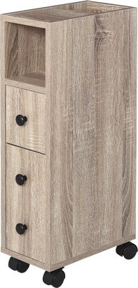 kleankin Freestanding Compact Design Bathroom Cabinet with 2 Open Cabinets, 1 Door Cabinet, 1 Drawer and 4 Rolling Wheels