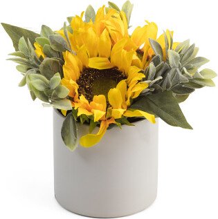 Sunflowers In Round Vase
