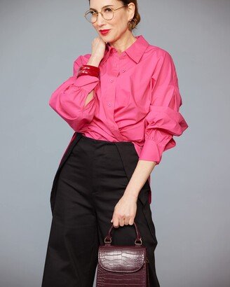 Women's Hot Pink High Low Hem Button Front Blouse by @Carla.rockmore