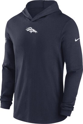 Denver Broncos Sideline Men’s Men's Dri-FIT NFL Long-Sleeve Hooded Top in Blue