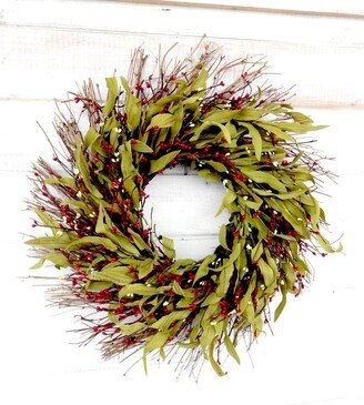 Farmhouse Wreath-Summer Wreath-Front Door Wreath-Rustic Twig Wreath-Modern Decor-Rustic Home Decor-Greenery Wreath-Housewarming