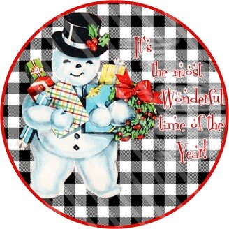 Wreath Sign, Snowman, It's The Most Wonderful Time Of Year Snowman Signs For Wreaths, Embellishment