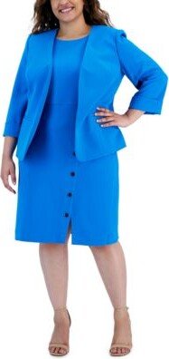 Plus Size One Button Jacket Snap Detail Dress