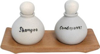 Handmade Shampoo And Lotion Ceramic Bath Accessory Set