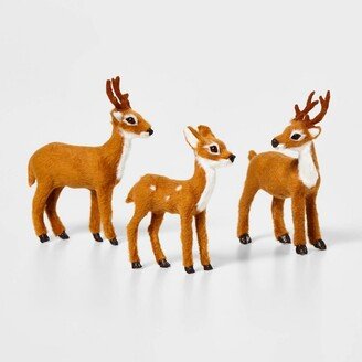 3ct Faux Fur Deer Set Decorative Christmas Figurines Brown - Wondershop™