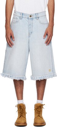 drew house Blue Frayed Denim Shorts