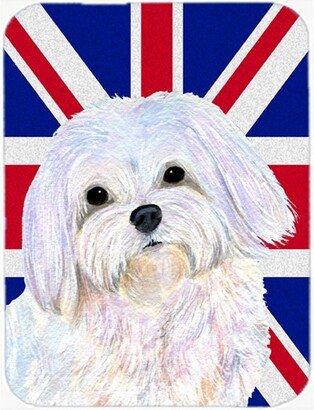 SS4924LCB Maltese With English Union Jack British Flag Glass Cutting Board