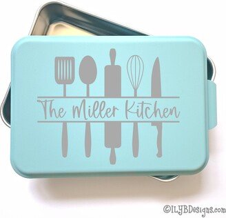 Personalized Metal Cake Pan With Laser Engraved Lid | Family Name Monogrammed Aluminum Mother's Day Gift Custom