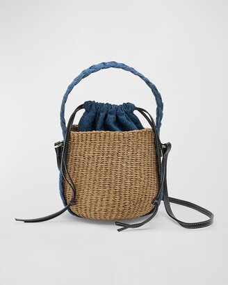 Woody Braided Denim Basket Bucket Bag