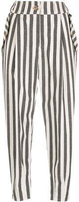 Stripe-Print Straight Trousers