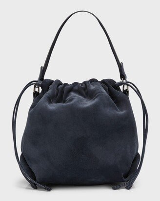 Monili Drawstring Suede Bucket Bag