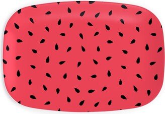 Serving Platters: Watermelon Fruit Seeds Serving Platter, Red