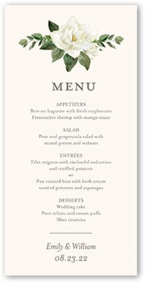 Wedding Menu Cards: Magnolia Marriage Wedding Menu, Beige, 4X8 Flat Menu, Matte, Signature Smooth Cardstock, Square