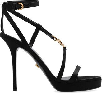 Medusa Embellished Satin Sandals