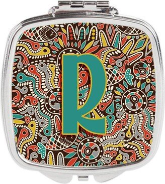 CJ2013-RSCM Letter R Retro Tribal Alphabet Initial Compact Mirror