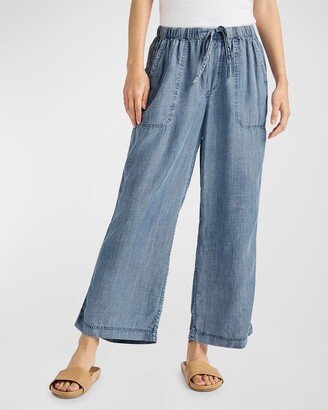 Angie Cropped Wide-Leg Indigo Pants