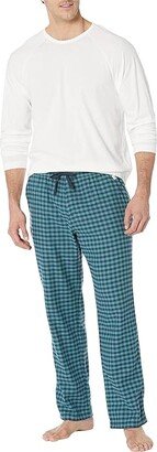 Steiner Set Gift Box (White/Aloe Vera Check) Men's Pajama Sets