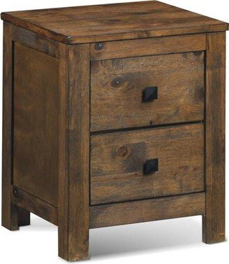 Slickblue Wood 2 Storage Sliding Drawers End Nightstand-Oak