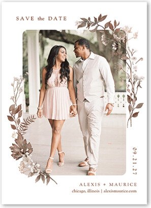 Save The Date Cards: Framed In Foliage Save The Date, Brown, 5X7, Matte, Signature Smooth Cardstock, Square