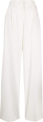 Pleated Textured High-Waisted Trousers