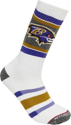 Men's and Women's White Baltimore Ravens Interception Crew Socks - White, Purple