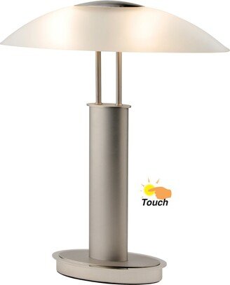 Avalon Modern 2-Tone Table Lamp with Oval Canoe-Shaped Frosted Glass Shade and 3-Way Touch Switch