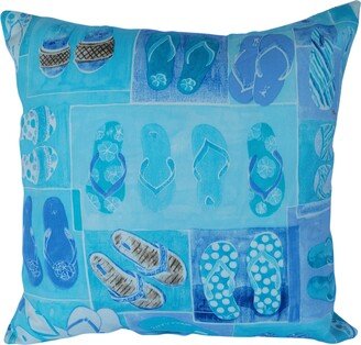 Decorative Pillow Cover | Flip Flops Blue With Zipper Living Room Bedroom Throw