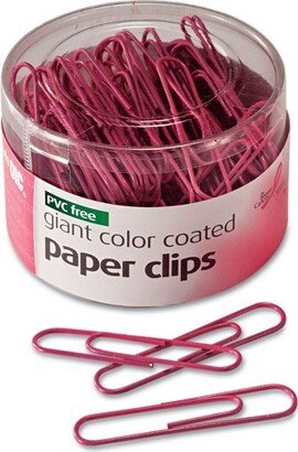 Officemate Paper Clips PVC-Free Plastic Coated Wire Jumbo Pink 80/Pack 08908