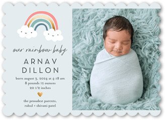 Birth Announcements: Rainbow Baby Birth Announcement, Grey, 5X7, Pearl Shimmer Cardstock, Scallop