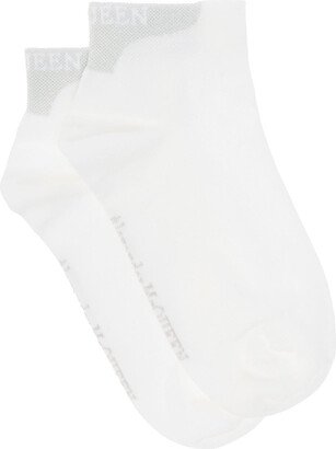 Woman's White And Grey Cotton Socks With Logo