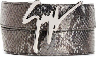 Signature buckle snakeskin-effect belt-AA