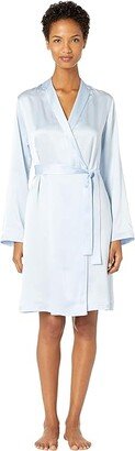 Silk Short Robe (Azure) Women's Robe