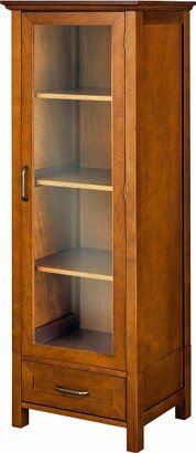 Avery Bath or Hallway Linen Cabinet with Glass Door Brown - Teamson Home