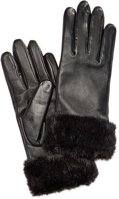 Faux Fur-Cuff Leather Tech Gloves, Created for Macy's