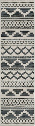 1'10x7'3 Trinity Geometric Patio Runner Rug Beige/Blue - Captiv8e Designs