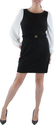 Petites Womens Mixed Media Mini Mini Dress