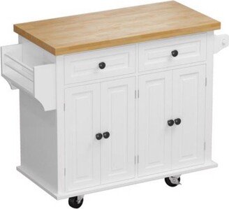 Kitchen Island Cart with Two Storage Cabinets and Two Locking Wheels - 43.7 inches