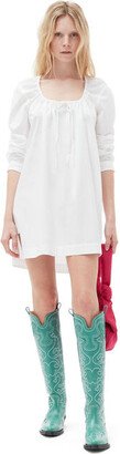 Cotton Poplin Square-neck Mini Dress