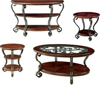 4pc Telmin Traditional Accent Table Set Brown Cherry - HOMES: Inside + Out