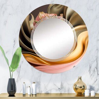 Designart 'Retro Vintage Abstract Pink And Gold Flowers V' Printed Floral Wall Mirror