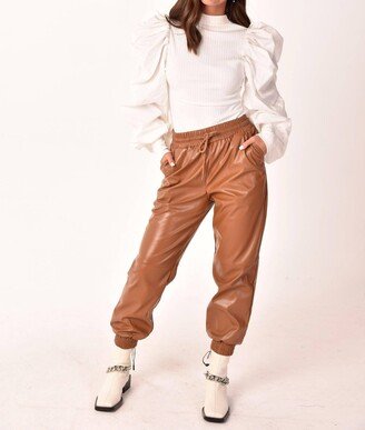 Strut & Bolt Leather Joggers In Caramel