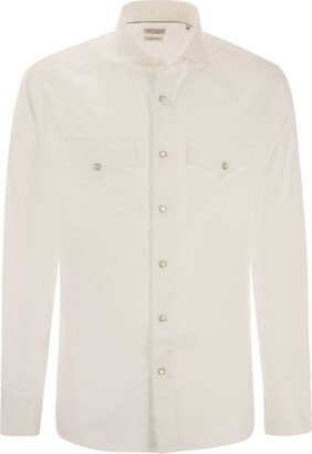 Buttoned Long-Sleeved Shirt-BW