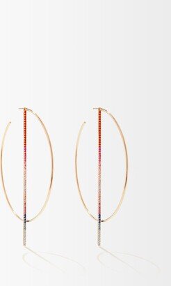 Rainbow Sapphire & 18kt Rose-gold Hoop Earrings